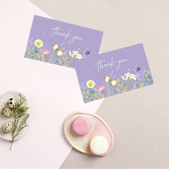 Elegant Floral Thank You Cards - Lavender, NEW, 50 pcs. - Picture 4 of 6